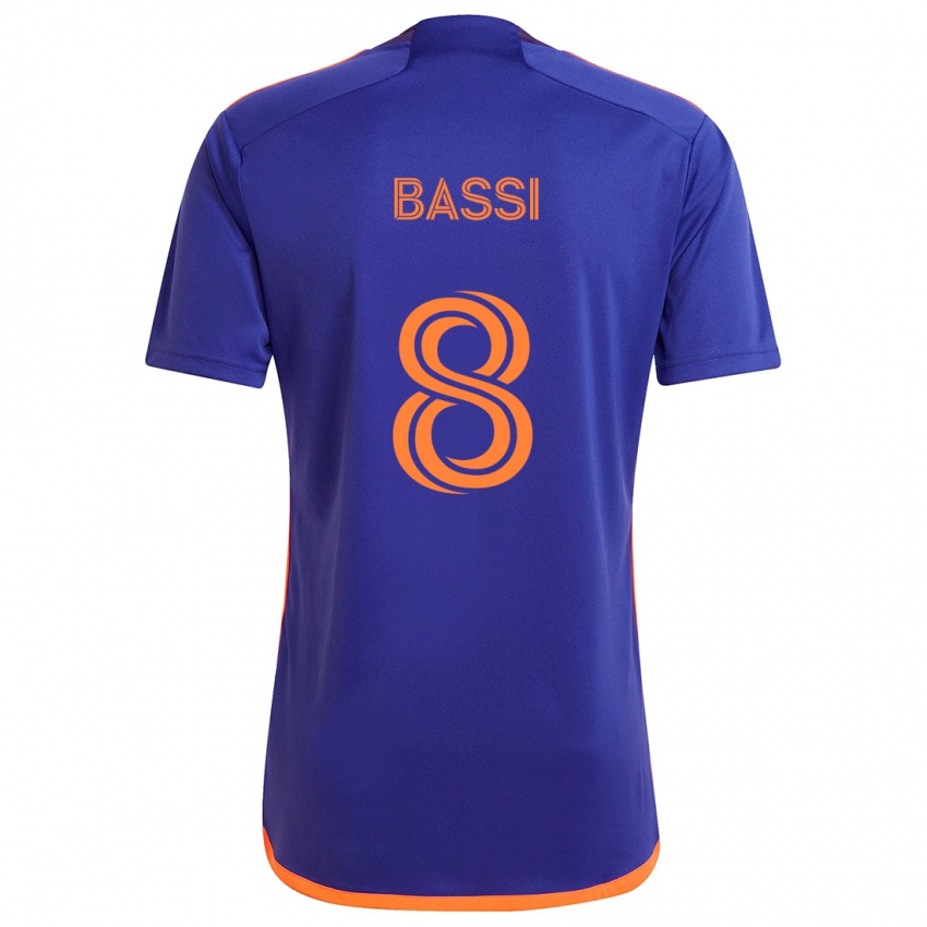 Bambino Maglia Amine Bassi #8 Viola Arancione Kit Gara Away 2024/25 Maglietta