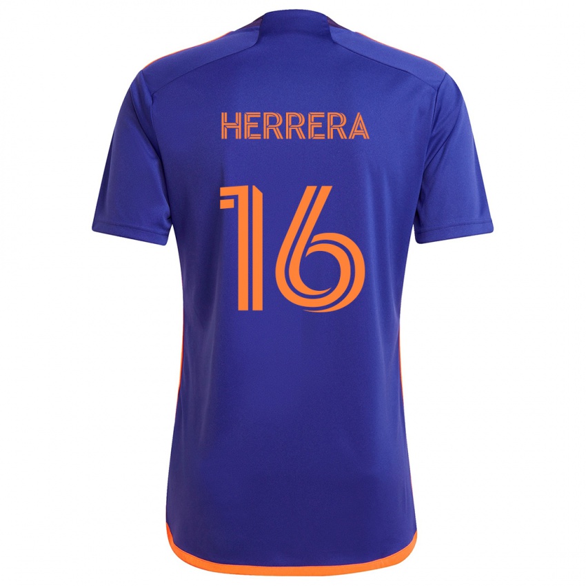 Bambino Maglia Hector Herrera #16 Viola Arancione Kit Gara Away 2024/25 Maglietta