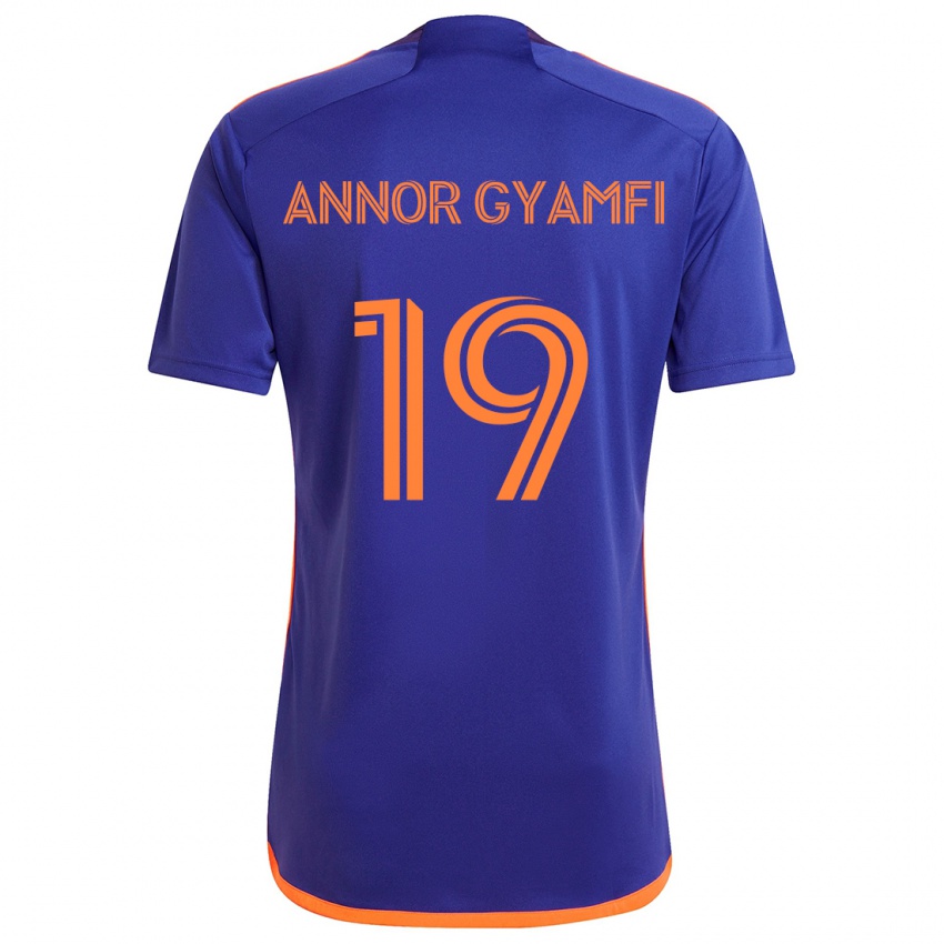 Bambino Maglia Stephen Annor Gyamfi #19 Viola Arancione Kit Gara Away 2024/25 Maglietta