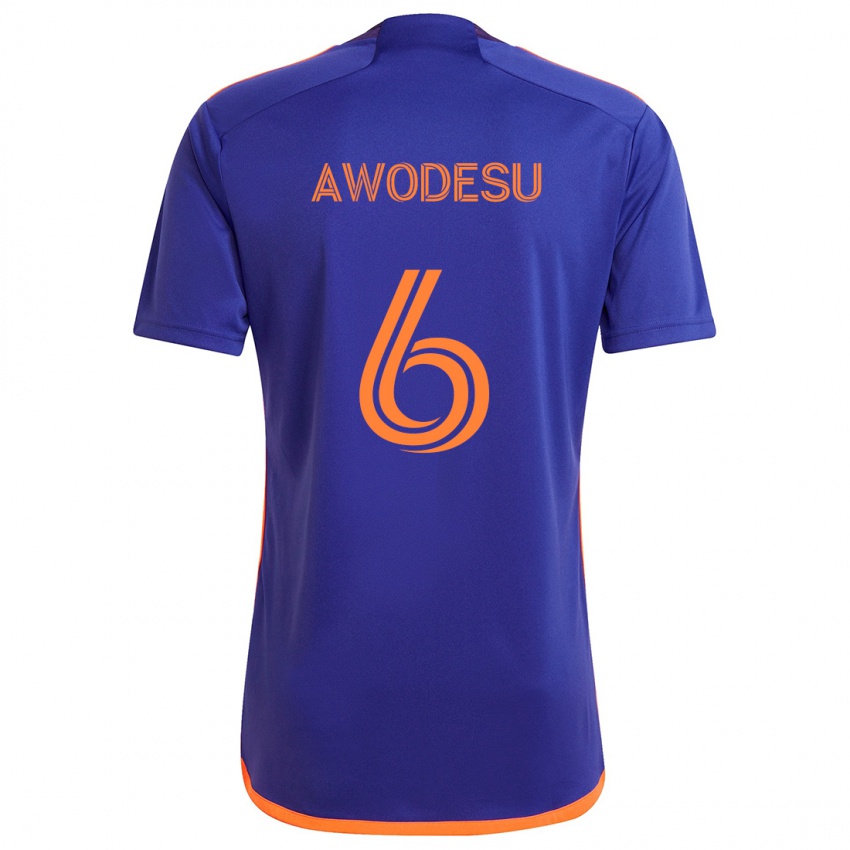 Bambino Maglia Femi Awodesu #6 Viola Arancione Kit Gara Away 2024/25 Maglietta