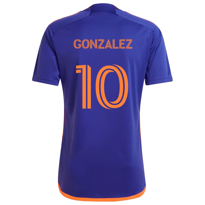 Bambino Maglia Yair González #10 Viola Arancione Kit Gara Away 2024/25 Maglietta