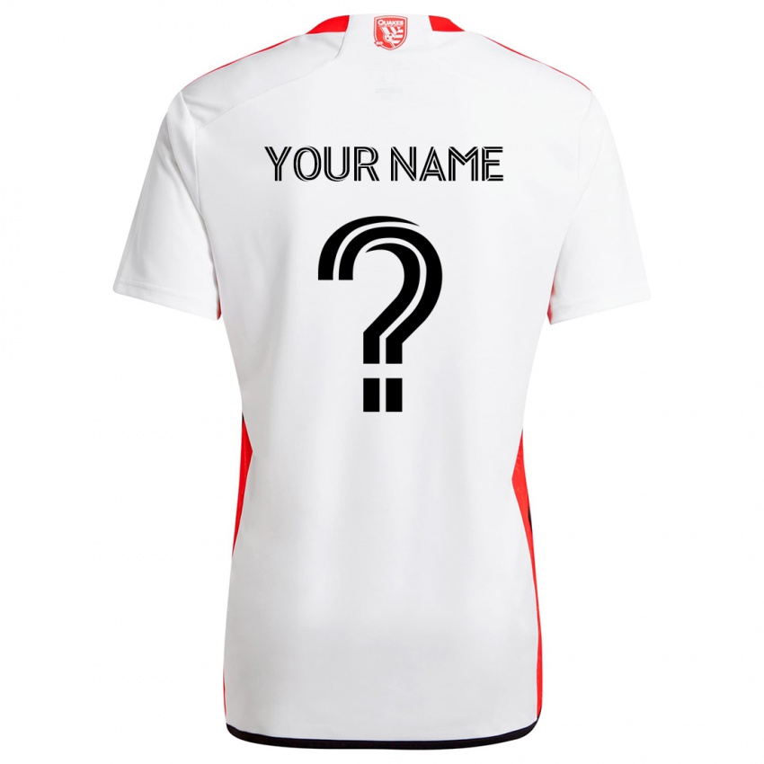 Bambino Maglia Il Tuo Nome #0 Bianco Rosso Kit Gara Away 2024/25 Maglietta