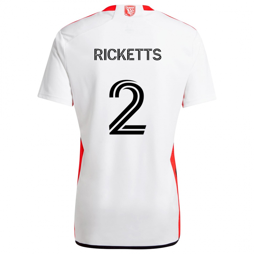 Bambino Maglia Jamar Ricketts #2 Bianco Rosso Kit Gara Away 2024/25 Maglietta