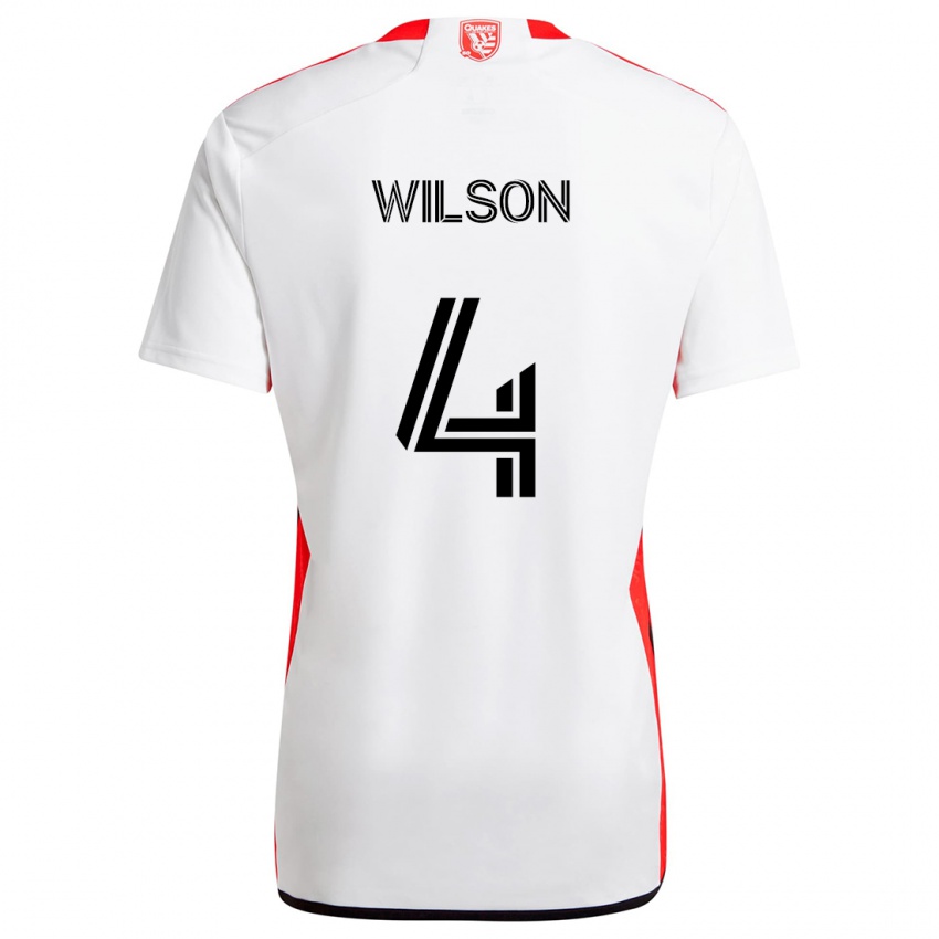 Bambino Maglia Bruno Wilson #4 Bianco Rosso Kit Gara Away 2024/25 Maglietta