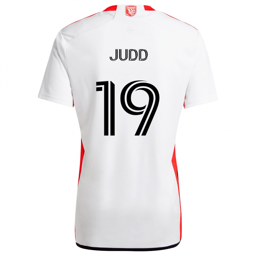 Bambino Maglia Preston Judd #19 Bianco Rosso Kit Gara Away 2024/25 Maglietta