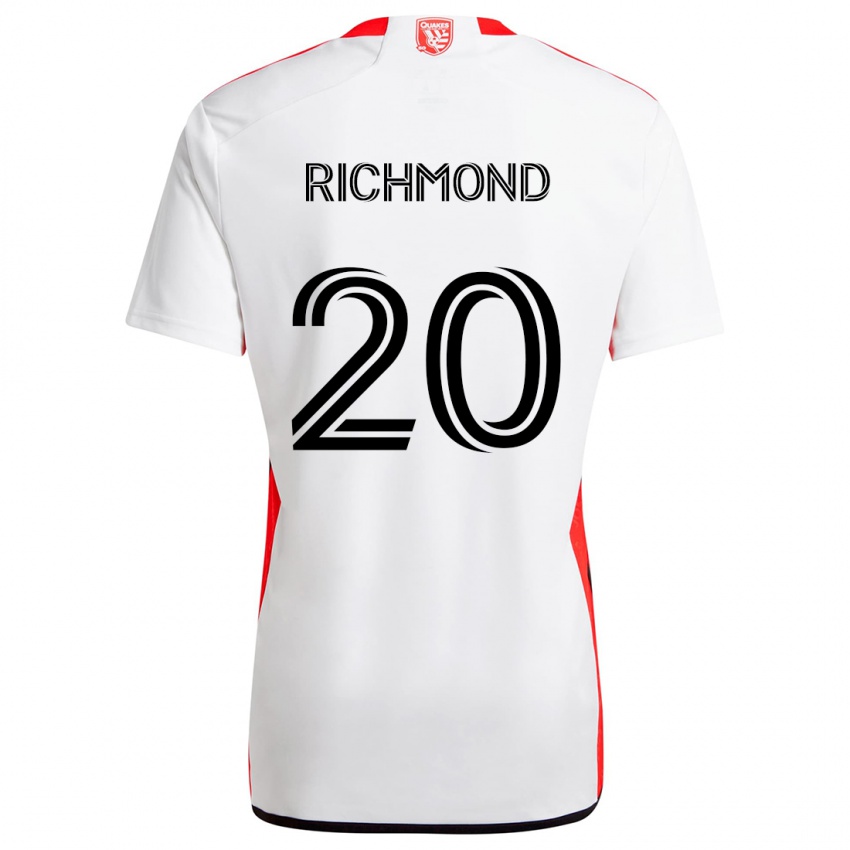 Bambino Maglia Will Richmond #20 Bianco Rosso Kit Gara Away 2024/25 Maglietta