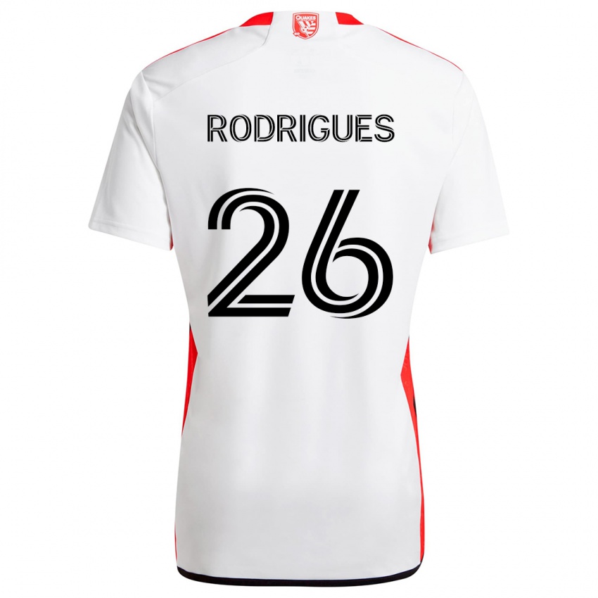 Bambino Maglia Rodrigues #26 Bianco Rosso Kit Gara Away 2024/25 Maglietta