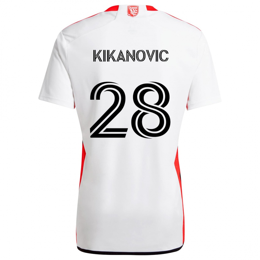 Bambino Maglia Benjamin Kikanovic #28 Bianco Rosso Kit Gara Away 2024/25 Maglietta