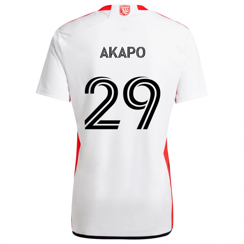 Bambino Maglia Carlos Akapo #29 Bianco Rosso Kit Gara Away 2024/25 Maglietta