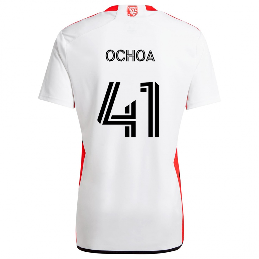 Bambino Maglia Emmanuel Ochoa #41 Bianco Rosso Kit Gara Away 2024/25 Maglietta