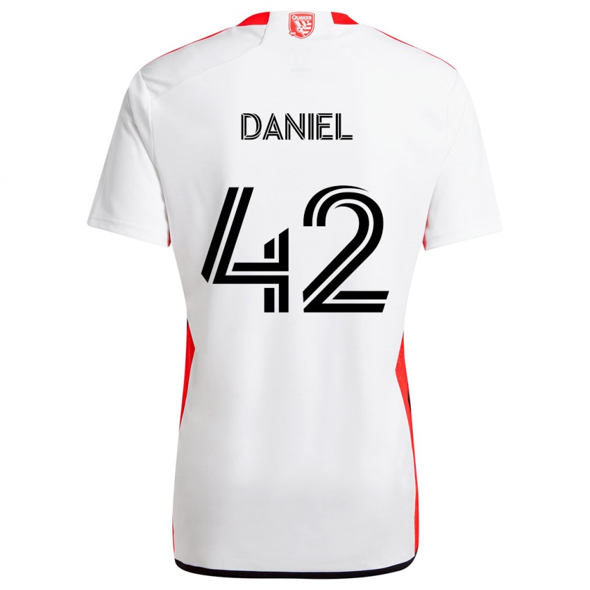 Bambino Maglia Daniel #42 Bianco Rosso Kit Gara Away 2024/25 Maglietta