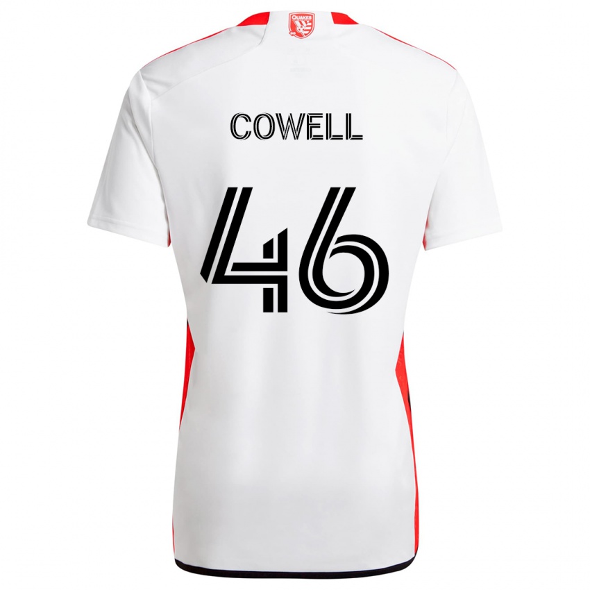 Bambino Maglia Chance Cowell #46 Bianco Rosso Kit Gara Away 2024/25 Maglietta