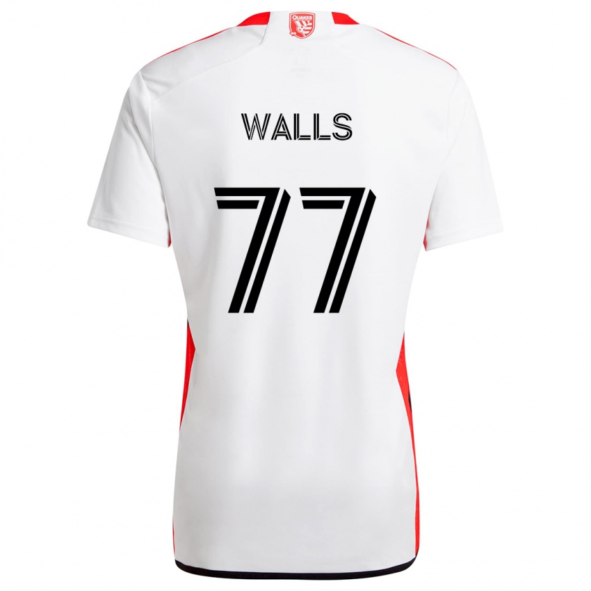 Bambino Maglia Casey Walls #77 Bianco Rosso Kit Gara Away 2024/25 Maglietta