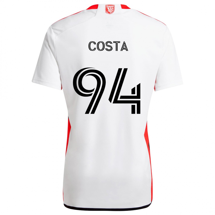 Bambino Maglia Vítor Costa #94 Bianco Rosso Kit Gara Away 2024/25 Maglietta