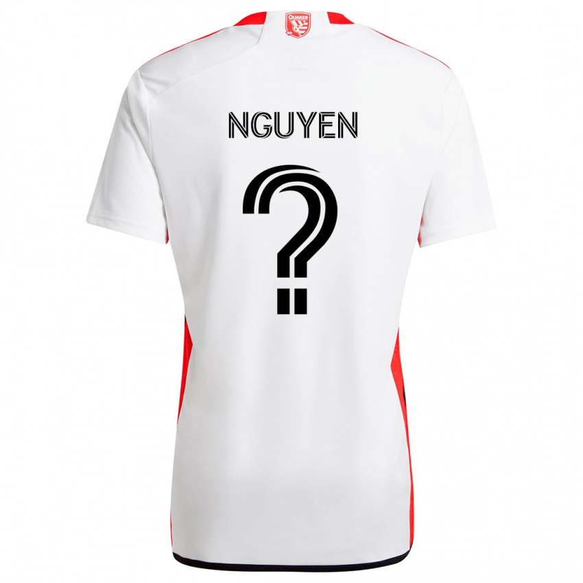 Bambino Maglia Christopher Nguyen #0 Bianco Rosso Kit Gara Away 2024/25 Maglietta