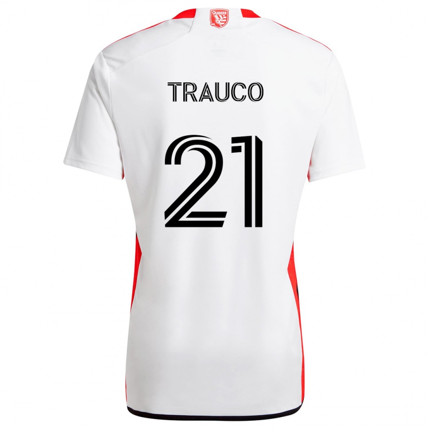 Bambino Maglia Miguel Trauco #21 Bianco Rosso Kit Gara Away 2024/25 Maglietta