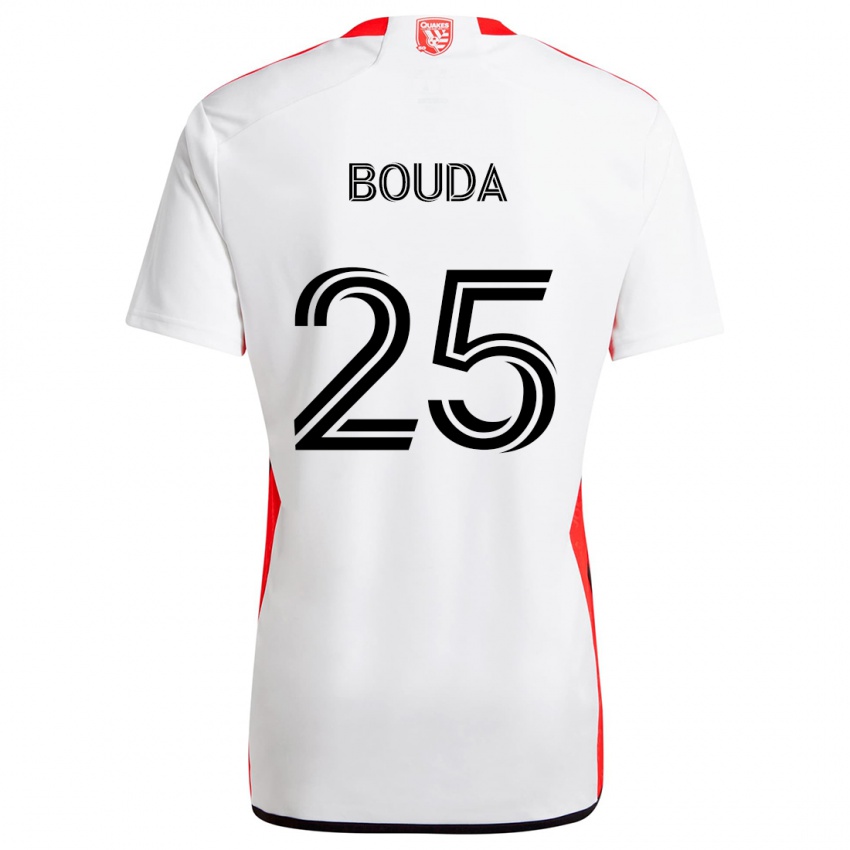 Bambino Maglia Ousseni Bouda #25 Bianco Rosso Kit Gara Away 2024/25 Maglietta