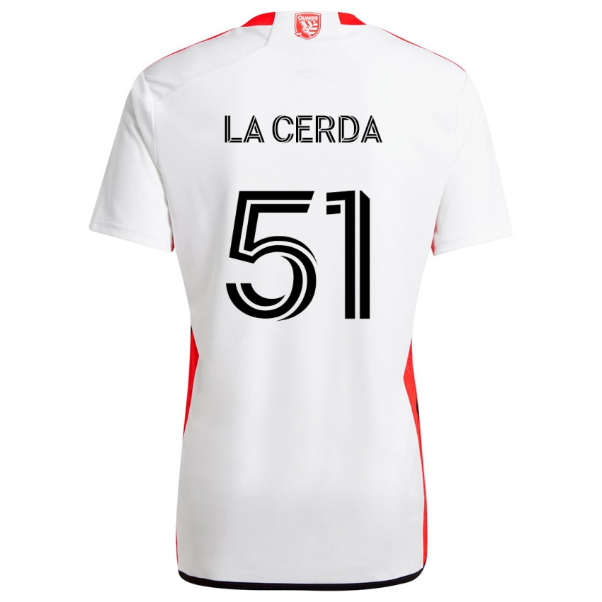 Bambino Maglia Eric De La Cerda #51 Bianco Rosso Kit Gara Away 2024/25 Maglietta