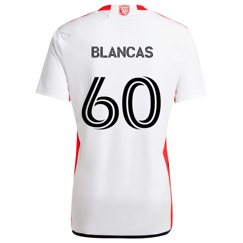 Bambino Maglia Eduardo Blancas #60 Bianco Rosso Kit Gara Away 2024/25 Maglietta