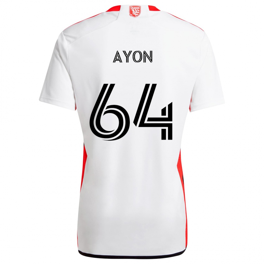 Bambino Maglia Jerry Ayon #64 Bianco Rosso Kit Gara Away 2024/25 Maglietta