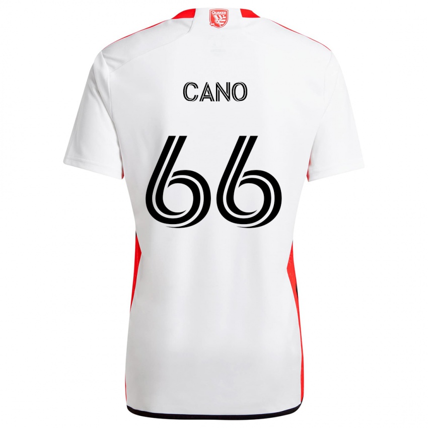 Bambino Maglia Alejandro Cano #66 Bianco Rosso Kit Gara Away 2024/25 Maglietta