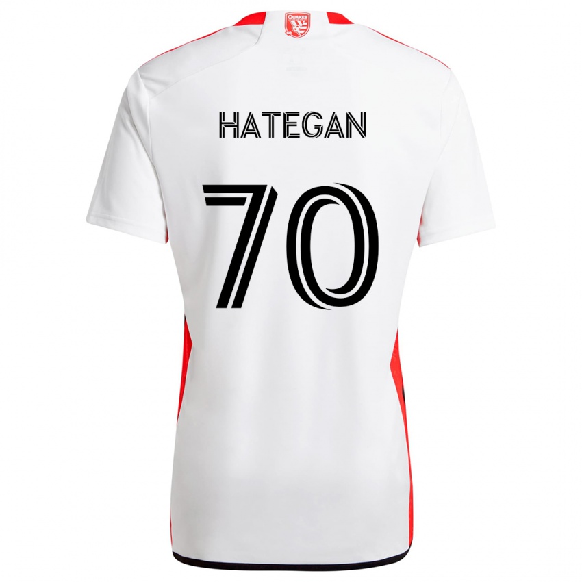 Bambino Maglia Roberto Hategan #70 Bianco Rosso Kit Gara Away 2024/25 Maglietta