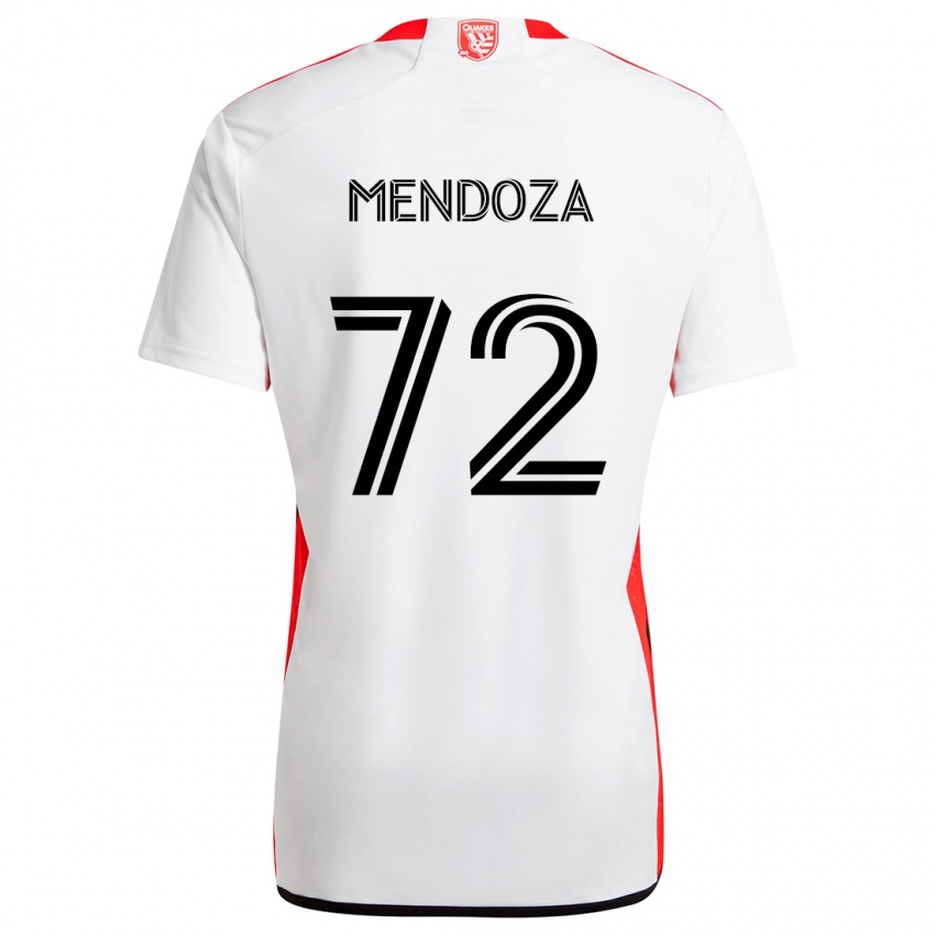 Bambino Maglia Edwyn Mendoza #72 Bianco Rosso Kit Gara Away 2024/25 Maglietta