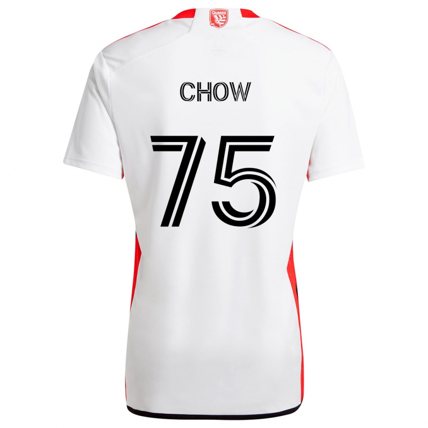 Bambino Maglia Alex Chow #75 Bianco Rosso Kit Gara Away 2024/25 Maglietta