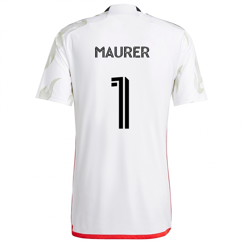 Bambino Maglia Jimmy Maurer #1 Bianco Rosso Nero Kit Gara Away 2024/25 Maglietta