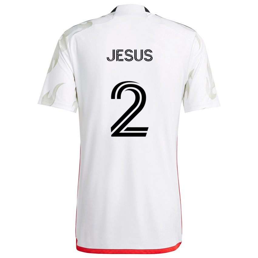 Bambino Maglia Geovane Jesus #2 Bianco Rosso Nero Kit Gara Away 2024/25 Maglietta