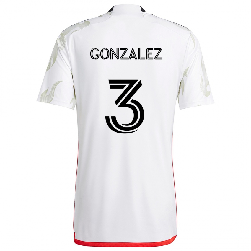 Bambino Maglia Omar González #3 Bianco Rosso Nero Kit Gara Away 2024/25 Maglietta