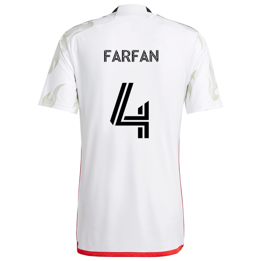 Bambino Maglia Marco Farfán #4 Bianco Rosso Nero Kit Gara Away 2024/25 Maglietta