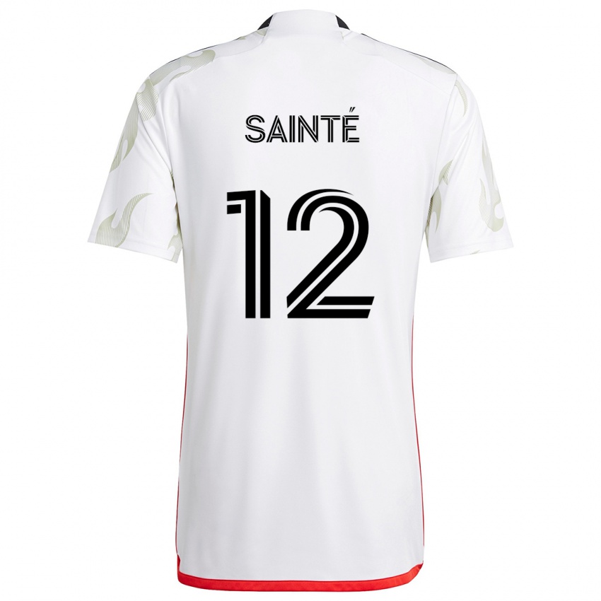 Bambino Maglia Carl Sainté #12 Bianco Rosso Nero Kit Gara Away 2024/25 Maglietta