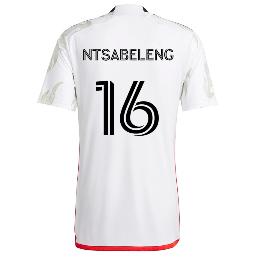 Bambino Maglia Tsiki Ntsabeleng #16 Bianco Rosso Nero Kit Gara Away 2024/25 Maglietta