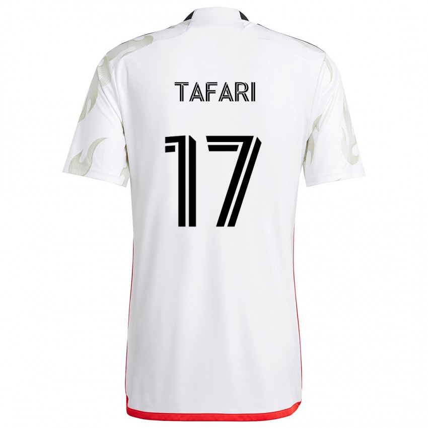 Bambino Maglia Nkosi Tafari #17 Bianco Rosso Nero Kit Gara Away 2024/25 Maglietta