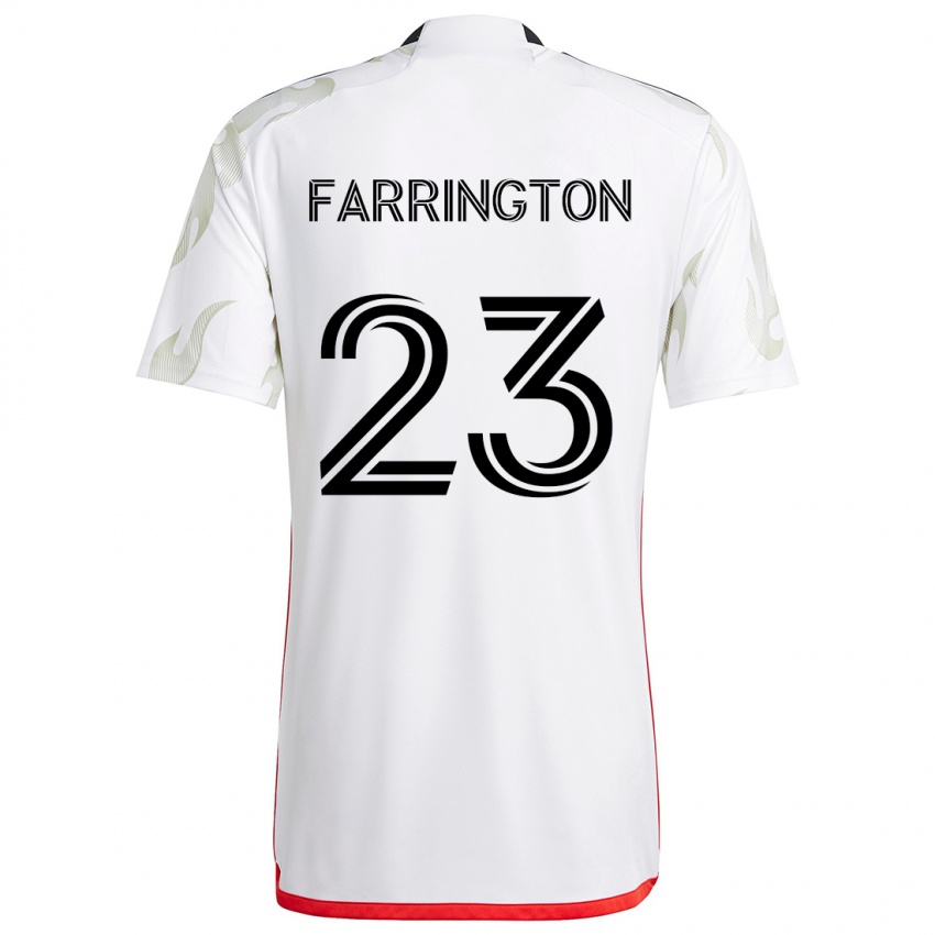 Bambino Maglia Logan Farrington #23 Bianco Rosso Nero Kit Gara Away 2024/25 Maglietta