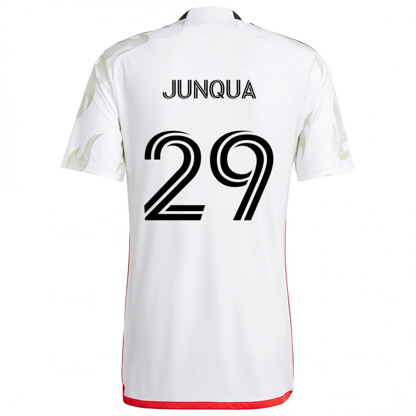 Bambino Maglia Sam Junqua #29 Bianco Rosso Nero Kit Gara Away 2024/25 Maglietta