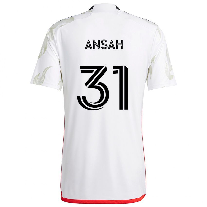 Bambino Maglia Eugene Ansah #31 Bianco Rosso Nero Kit Gara Away 2024/25 Maglietta