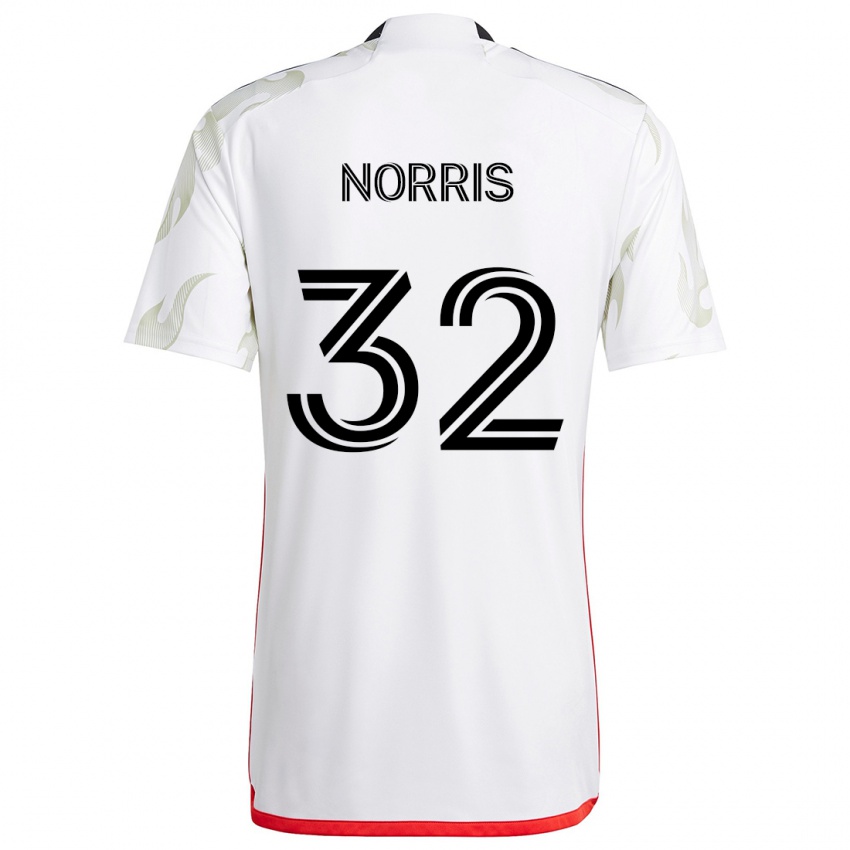 Bambino Maglia Nolan Norris #32 Bianco Rosso Nero Kit Gara Away 2024/25 Maglietta