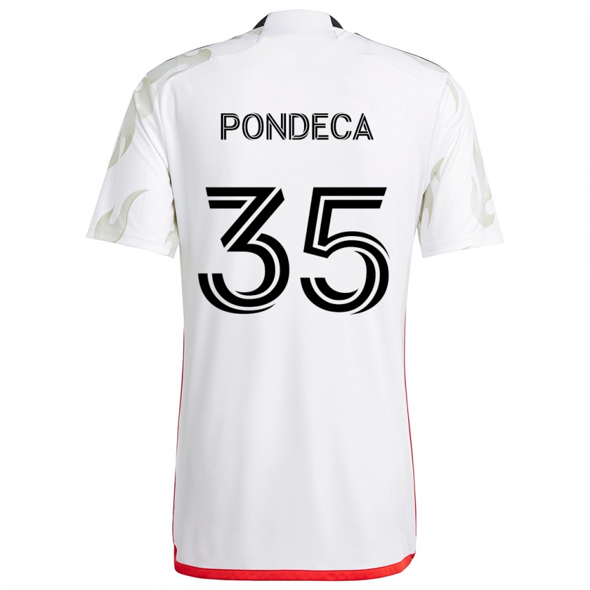 Bambino Maglia Tomas Pondeca #35 Bianco Rosso Nero Kit Gara Away 2024/25 Maglietta