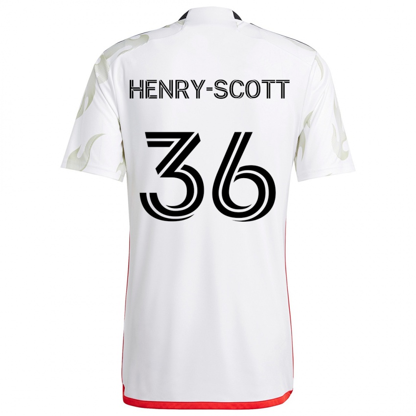 Bambino Maglia Malik Henry-Scott #36 Bianco Rosso Nero Kit Gara Away 2024/25 Maglietta