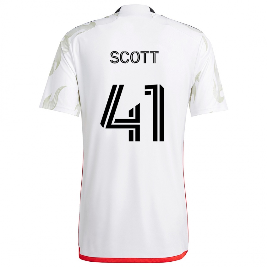 Bambino Maglia Tarik Scott #41 Bianco Rosso Nero Kit Gara Away 2024/25 Maglietta