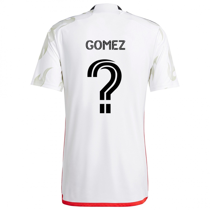 Bambino Maglia Victor Gomez #0 Bianco Rosso Nero Kit Gara Away 2024/25 Maglietta