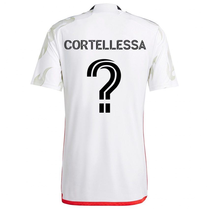 Bambino Maglia Michael Cortellessa #0 Bianco Rosso Nero Kit Gara Away 2024/25 Maglietta