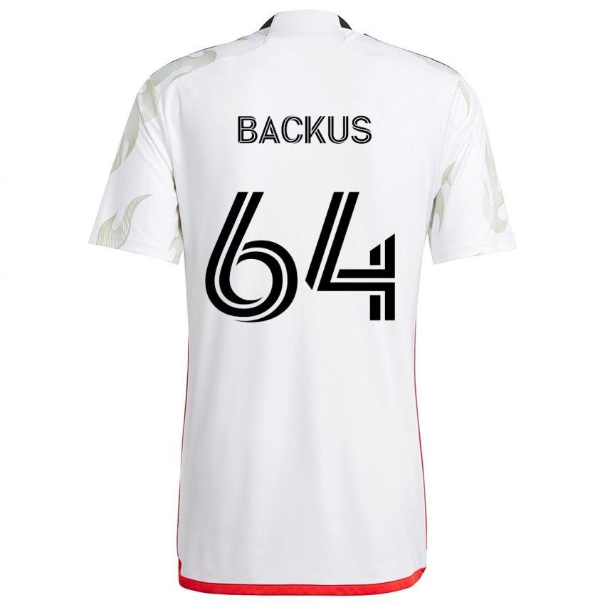 Bambino Maglia Braeden Backus #64 Bianco Rosso Nero Kit Gara Away 2024/25 Maglietta