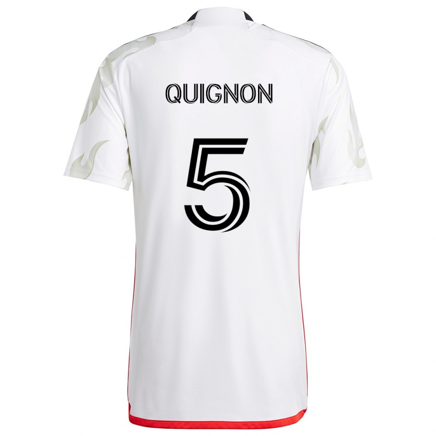 Bambino Maglia Facundo Quignón #5 Bianco Rosso Nero Kit Gara Away 2024/25 Maglietta