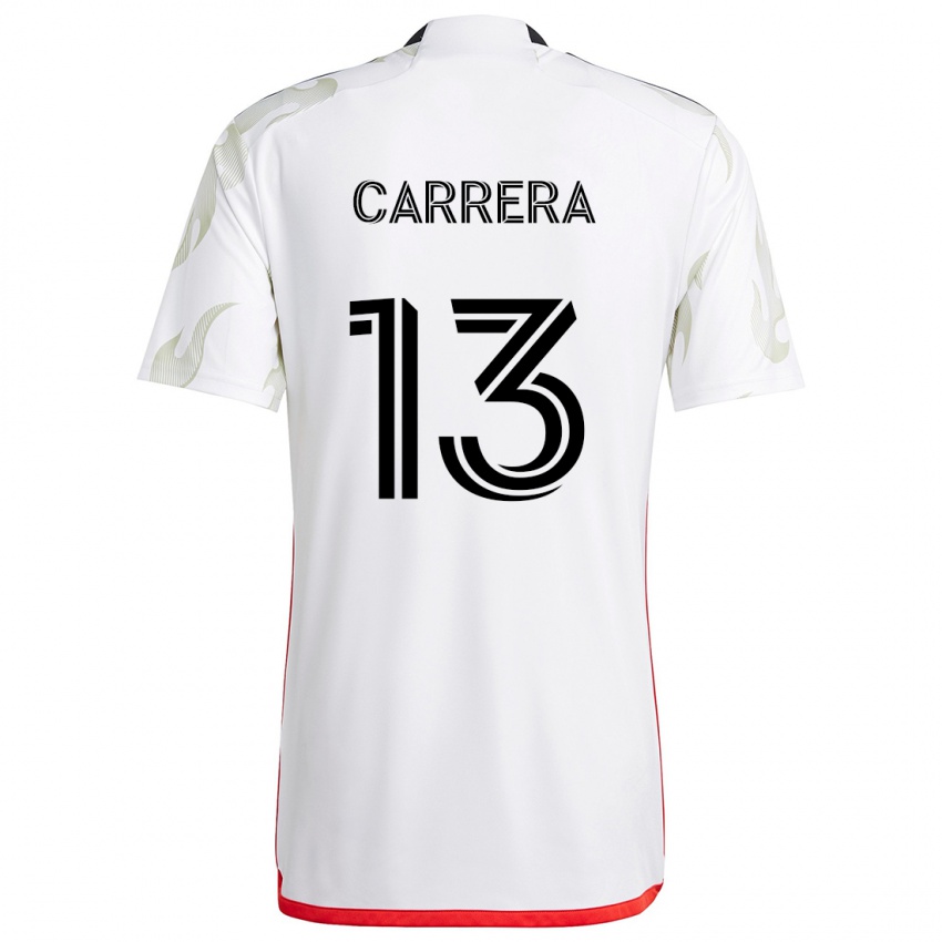 Bambino Maglia Antonio Carrera #13 Bianco Rosso Nero Kit Gara Away 2024/25 Maglietta