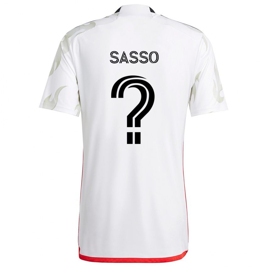 Bambino Maglia Gino Sasso #0 Bianco Rosso Nero Kit Gara Away 2024/25 Maglietta