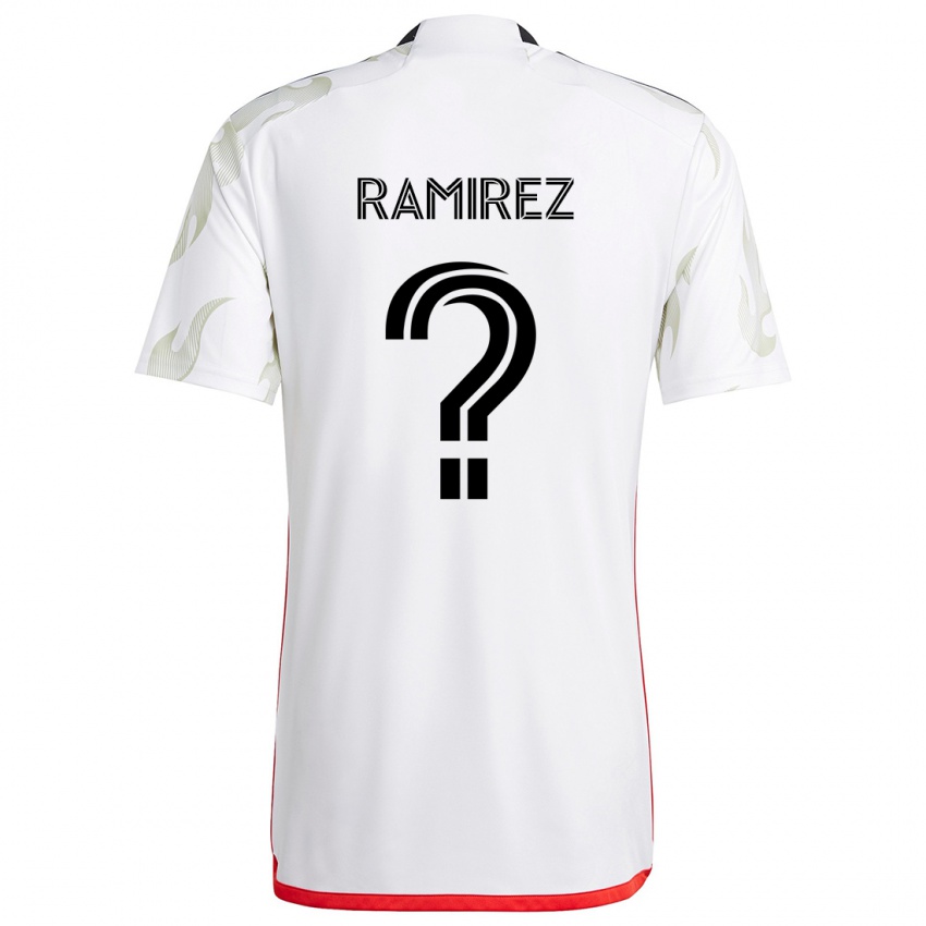 Bambino Maglia Anthony Ramirez #0 Bianco Rosso Nero Kit Gara Away 2024/25 Maglietta