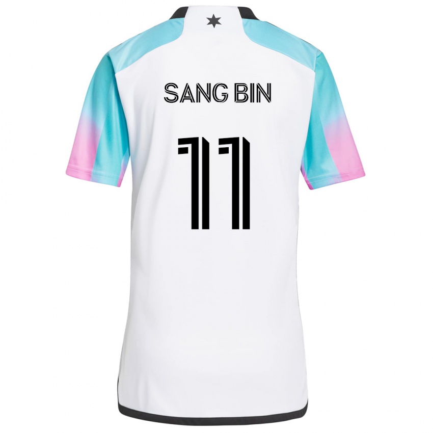 Bambino Maglia Sang-Bin Jeong #11 Bianco Blu Nero Kit Gara Away 2024/25 Maglietta